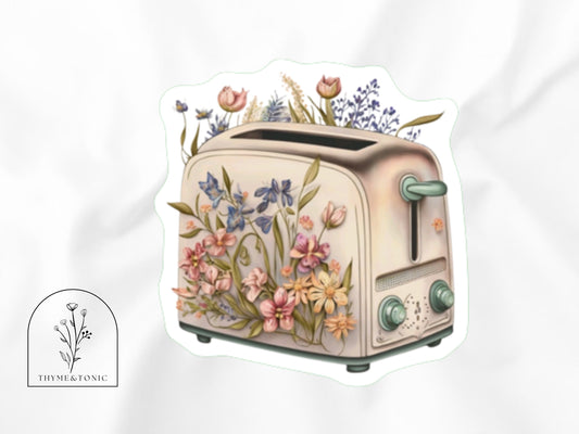 Vintage Toaster with Wildflowers Sticker