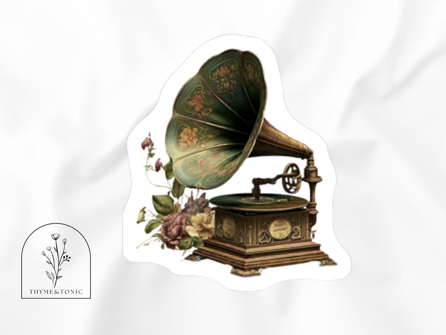 Vintage Gramophone Sticker - Retro Music Decor for Vinyl Enthusiasts