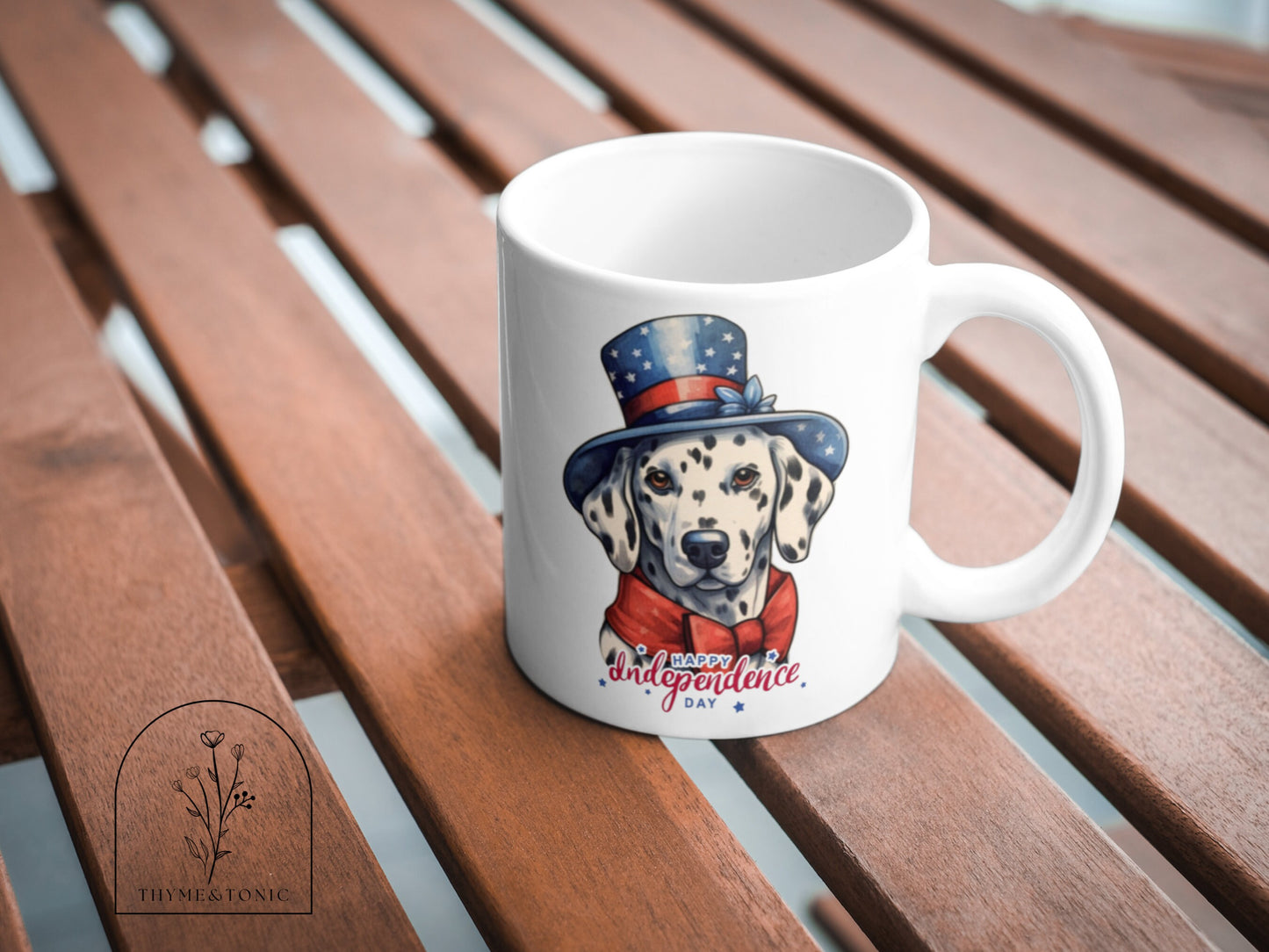 Patriotic Pup Vinyl Sticker: Dalmatian Dressed up for the 4th of July